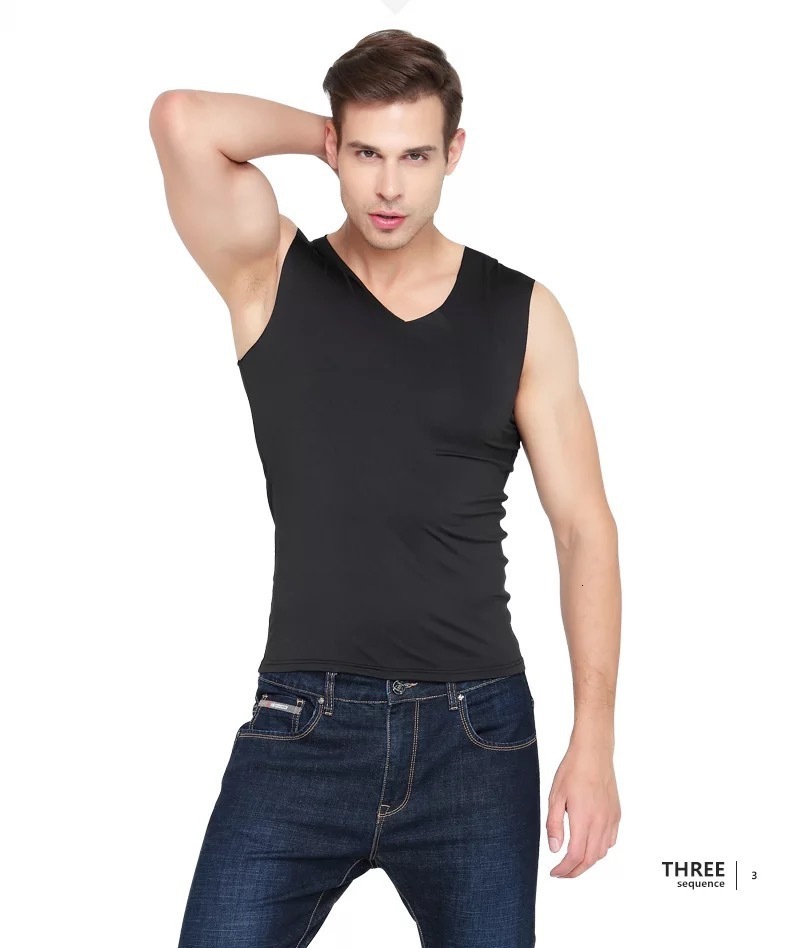 Mens Tank Tops No Trace Men Vest Underwear For Undershirt Transparent Shirts Male Bodyshaper Fitness VNeck Thin Sleeveless 4XL 230713