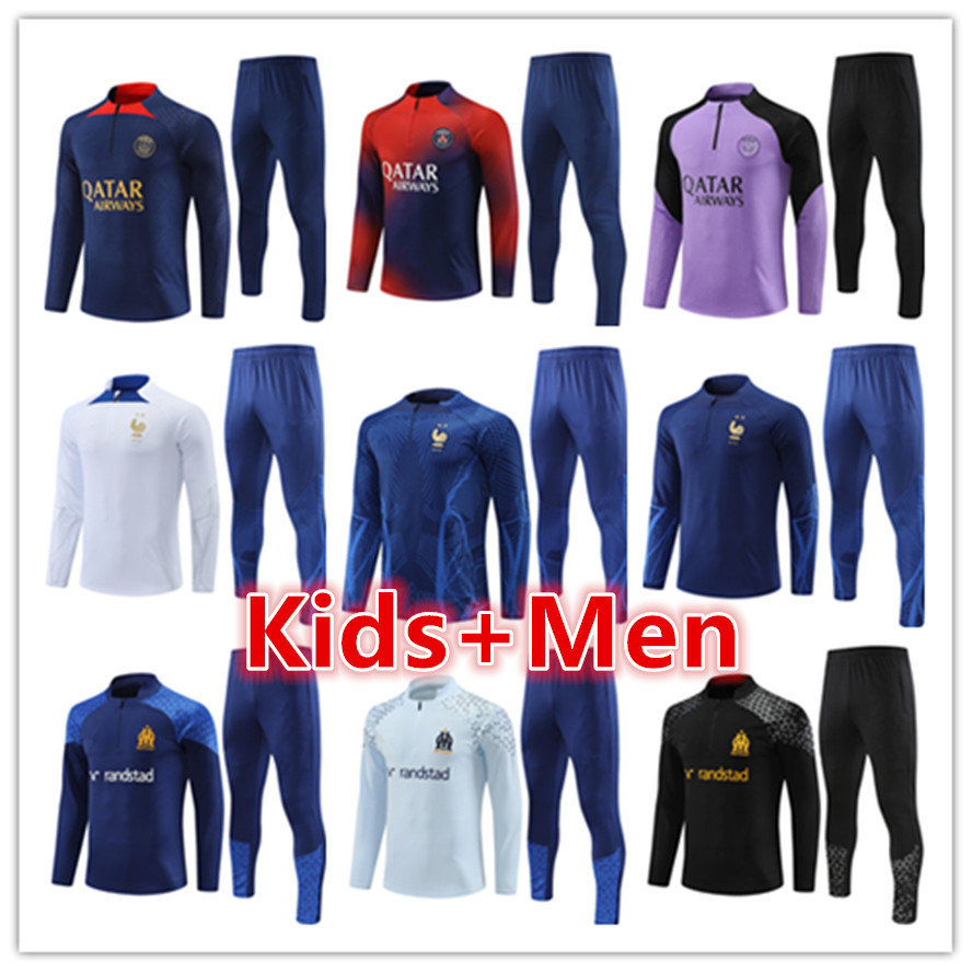 22 23 24 Paris Men football training suit tracksuits jersey kit 2023 2024 psgS mbappe mens kids soccer tracksuit jacket jogging jerseys survetement foot chandal tuta