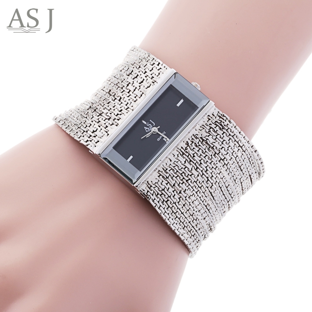 Women s Watches ASJ Women Quartz Watch Water Resistance Rectangle Dial Twining Chain Strap Bracelet 230714