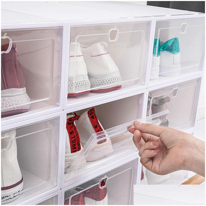 Storage Boxes Bins Transparent Shoe Box Rack Organizers Thickened Foldable Drawer Dustproof Stackable Combined Cabinet Diy