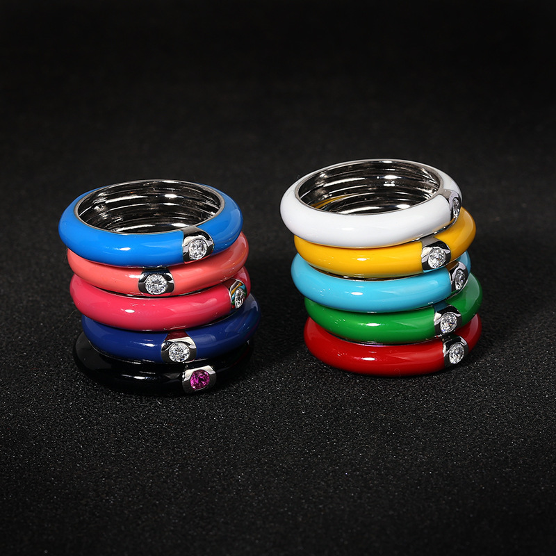 Wedding Rings 925 Silver Creative Retro Colorful Enamel Ring Female Minimalist Flower For Ladies Party Engagement Jewelry Gift 230714
