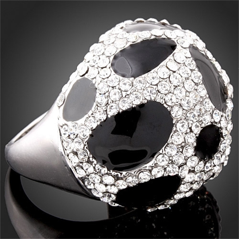 Wedding Rings CHRAN Fashion Silver Plated Enamel Crystal Rings for Women Wholesale Ladies Party Jewelry Gift 230713