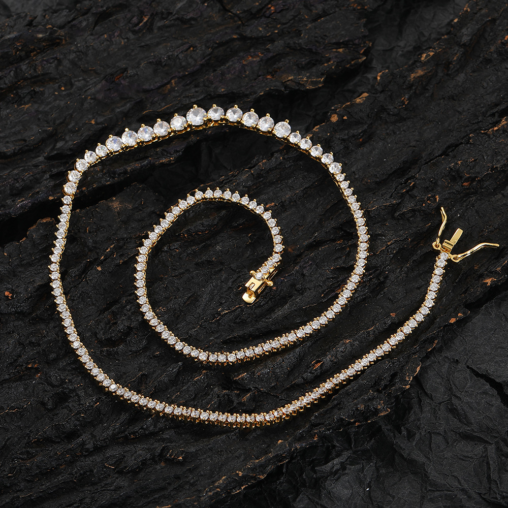 Hip Hop Colorful 5A Zircons Tennis Chain Necklace Men Women Collar Choker Jewelry