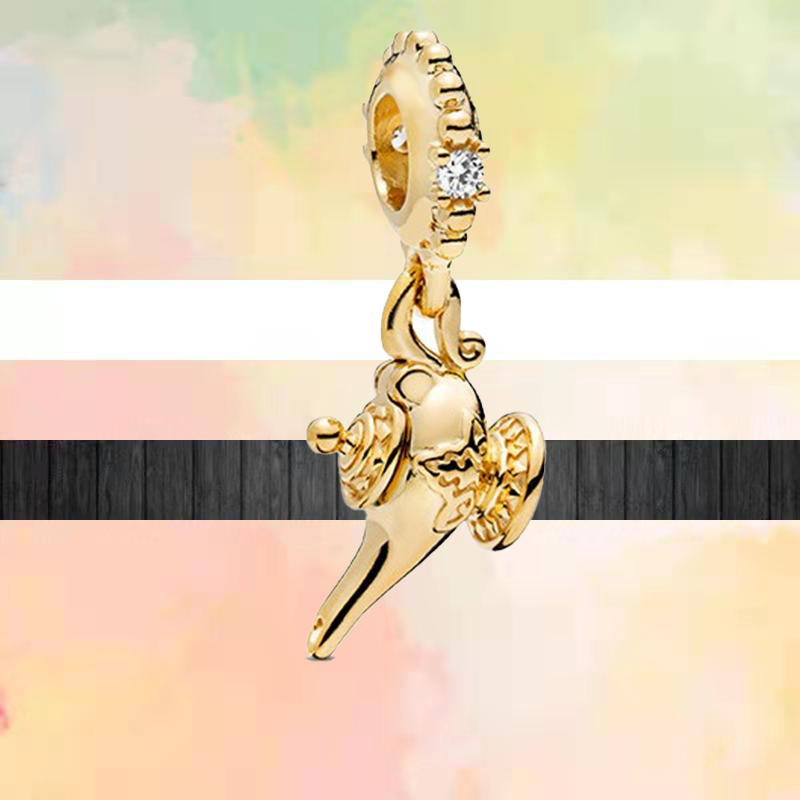 925 Silver Charm Golden Star Moon Crown Safety Chain Pendant Bead Dangle Fashion Charms Set Pendant DIY Fine Beads Jewelry
