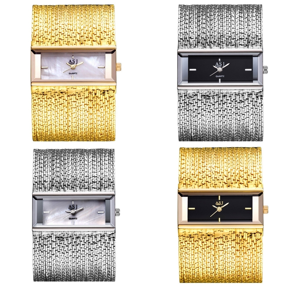 Women s Watches ASJ Women Quartz Watch Water Resistance Rectangle Dial Twining Chain Strap Bracelet 230714