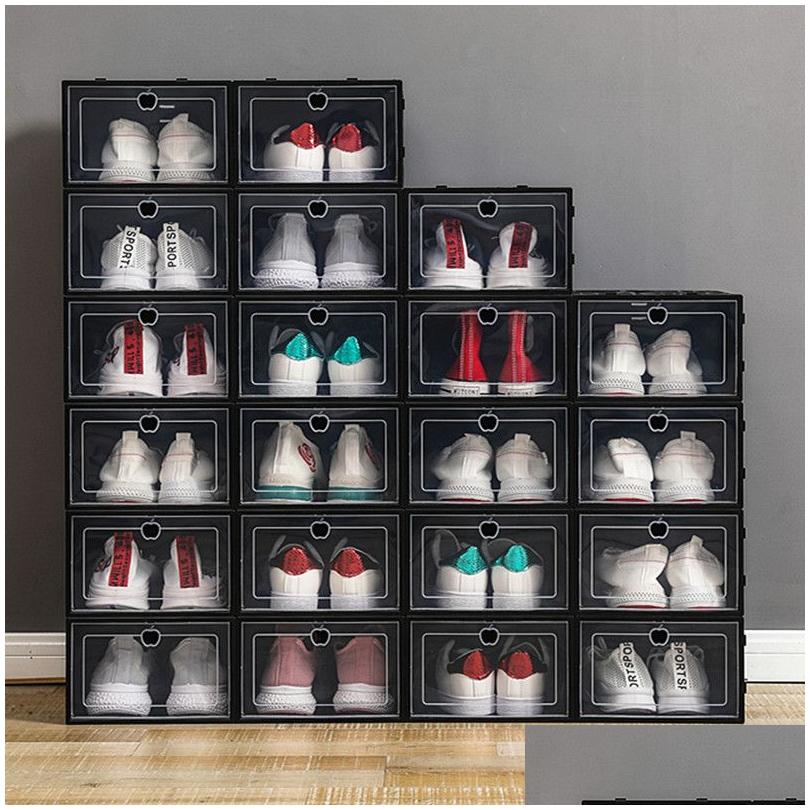 Storage Boxes Bins Transparent Shoe Box Rack Organizers Thickened Foldable Drawer Dustproof Stackable Combined Cabinet Diy