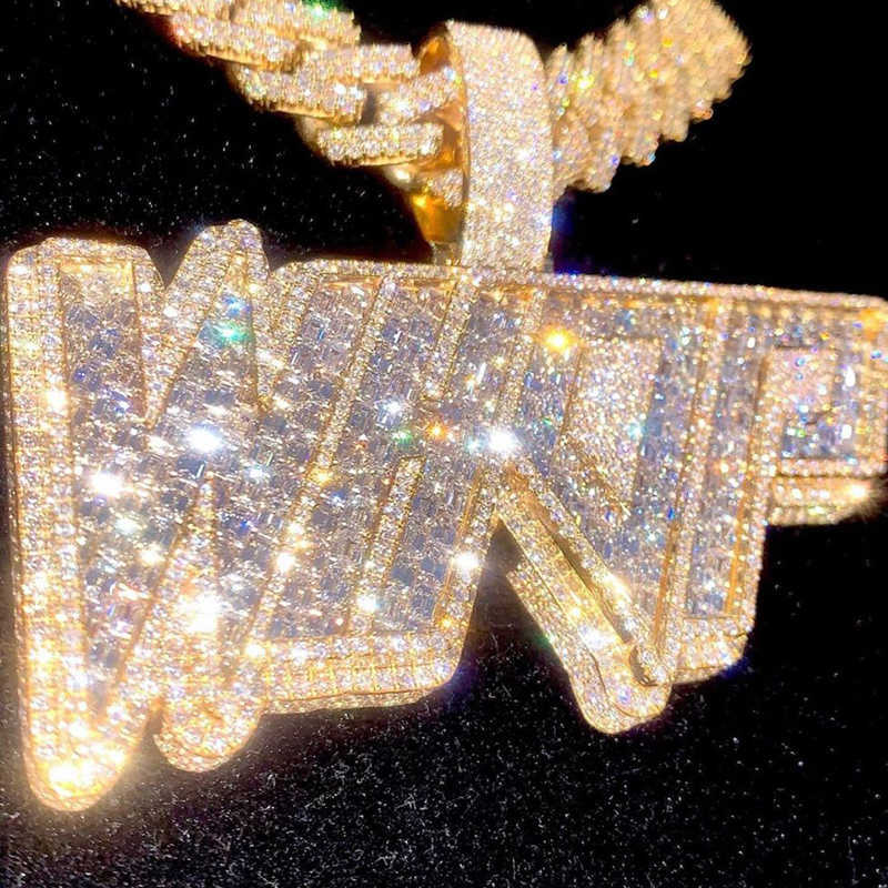Custom Letter Name Number Fine Jewelry Pendants Iced Out Round Moissanite Diamond Hip Hop Jewelry Personalize Jewelry