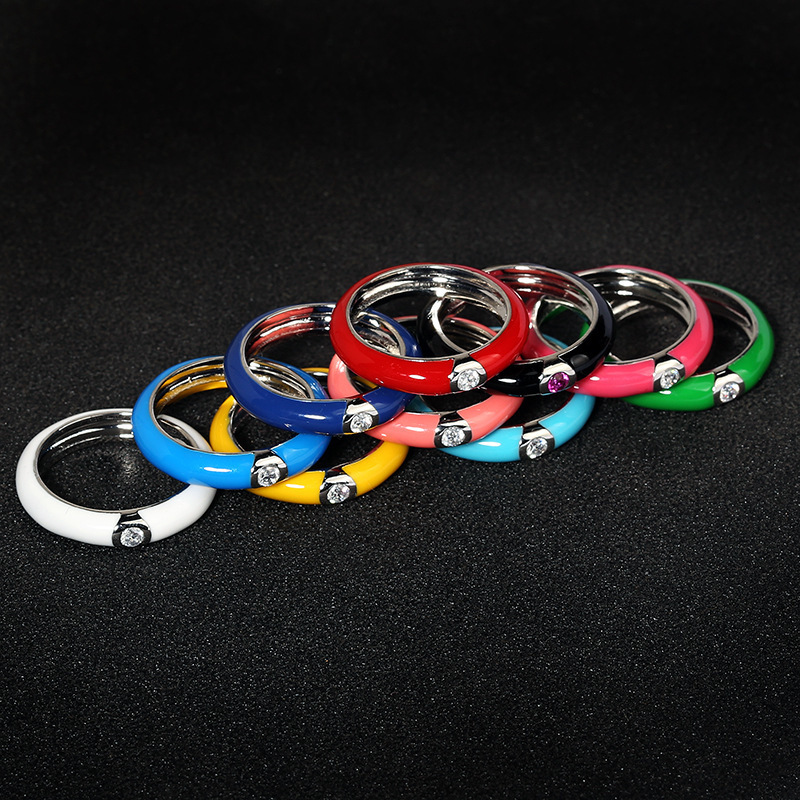 Wedding Rings 925 Silver Creative Retro Colorful Enamel Ring Female Minimalist Flower For Ladies Party Engagement Jewelry Gift 230714
