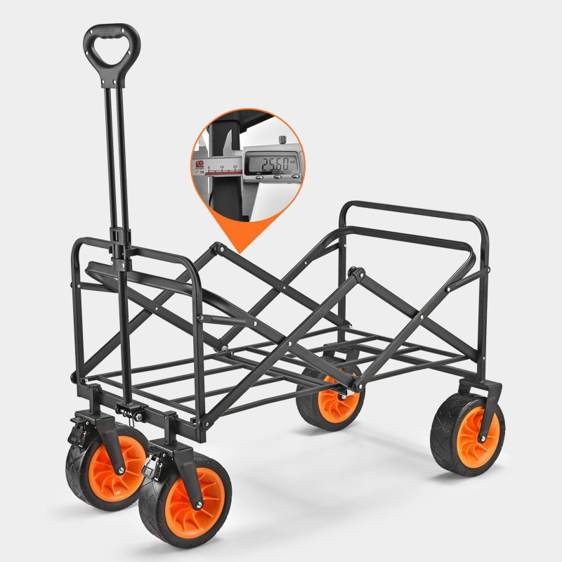 Update Collapsible Folding Outdoor Utility Cart Heavy Duty With Universal Wheels & Adjustable Handle Grocery Wagon For Garden Camping Shopping Sports