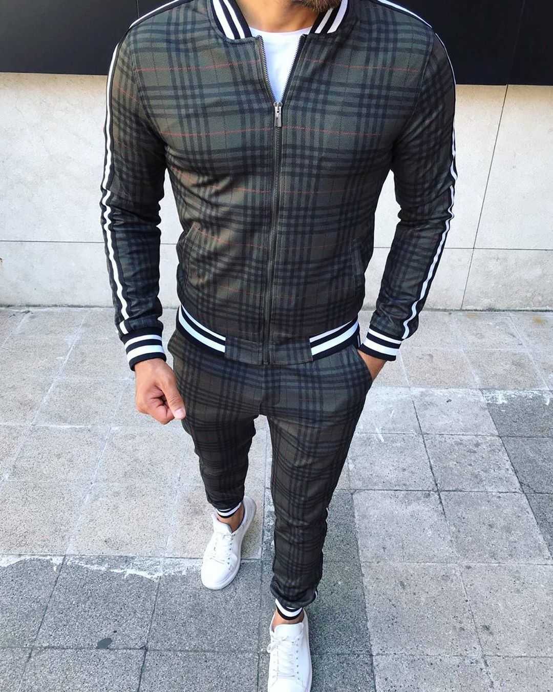 Men's Tracksuits Casual Sports Suit Autumn Thin Zipper Jacket Trousers Digital T230715