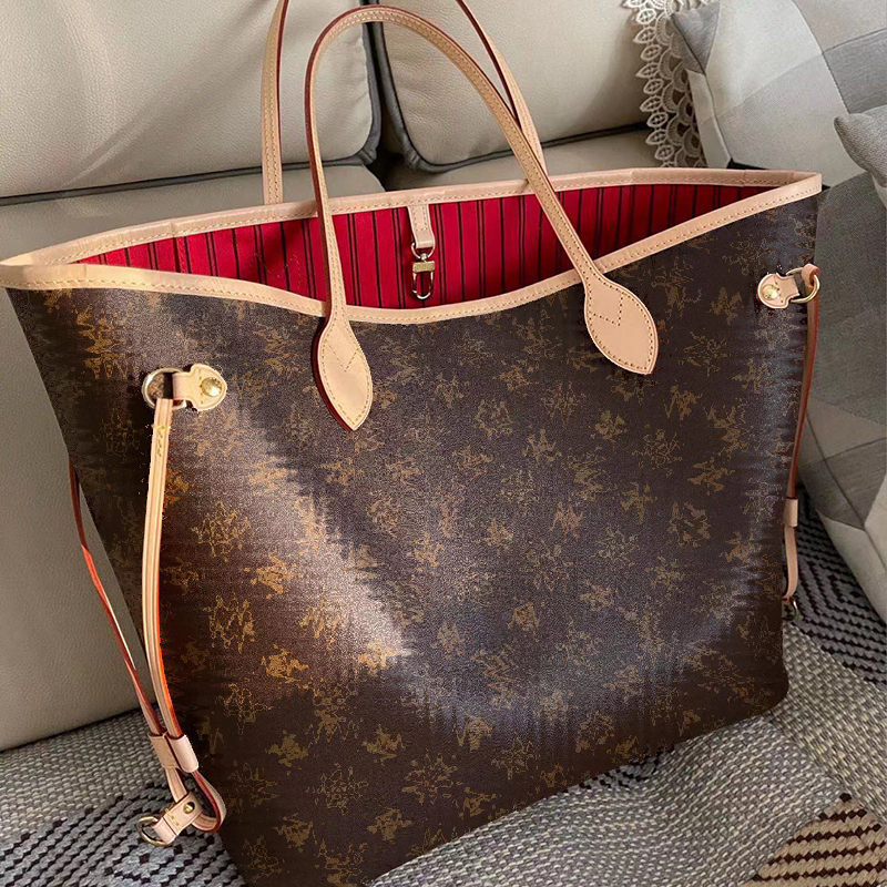 Neverfull Designer Bag Leather Purse Never Full Handbags Women Men Neverfulls Mm Gm Luxury Classic Flower Checked Shoulder Outdoor Shopping Bags