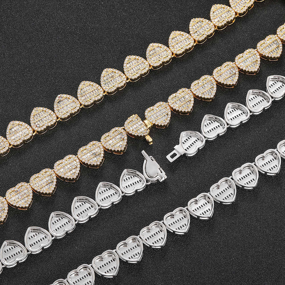 Pendant Necklaces Top Quality Custom Heart Shape Design Fashion Jewelry Moissanite Necklace Tennis Chain