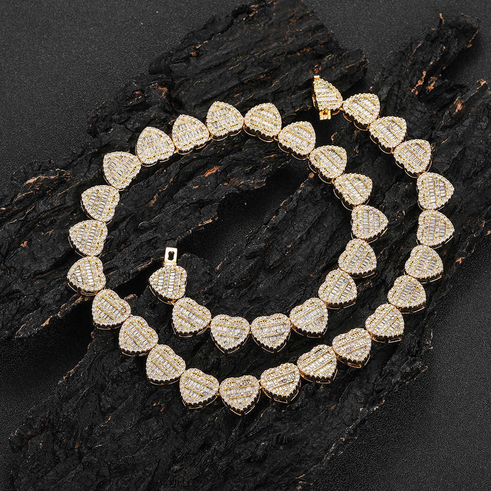 Pendant Necklaces Top Quality Custom Heart Shape Design Fashion Jewelry Moissanite Necklace Tennis Chain