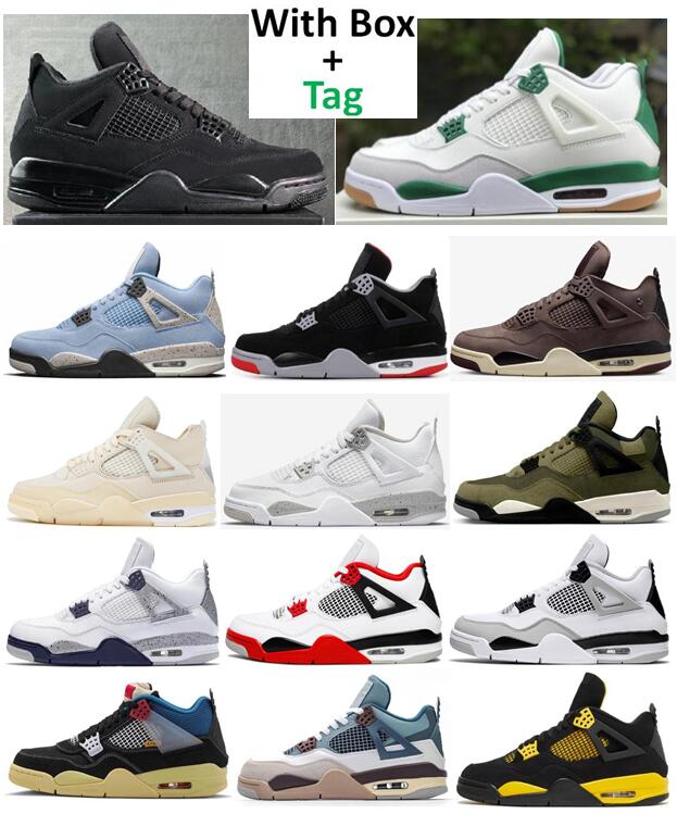 Best Quality Men 4s Basketball Shoes Bred Pine Green Medium Olive Black Cat Sail Thunder AMM White Oreo Military Black University Blue Fire Red White Cement 4 Sneakers, Royalty
Best Quality Men 4s Basketball Shoes Bred Pine Green Medium Olive Black Cat Sail Thunder AMM White Oreo Military Black University Blue Fire Red White Cement 4 Sneakers, Royalty