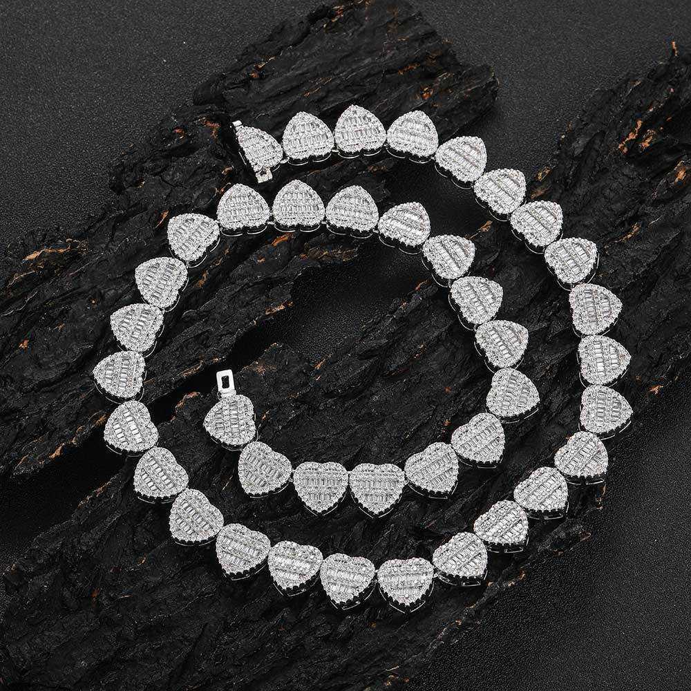 Pendant Necklaces Top Quality Custom Heart Shape Design Fashion Jewelry Moissanite Necklace Tennis Chain