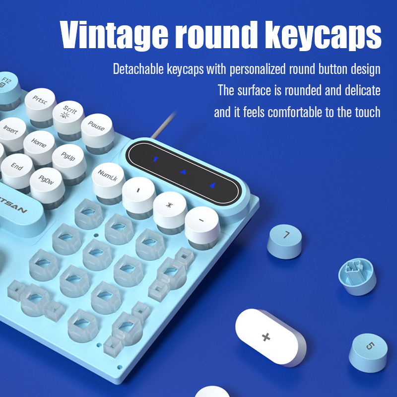 Keyboards Pinson Gaming Robotic Feel Chicken Eating Game Glow Keyboard Cable Punk Color Block Keyboard Computer Notebook External Keyboard 230715