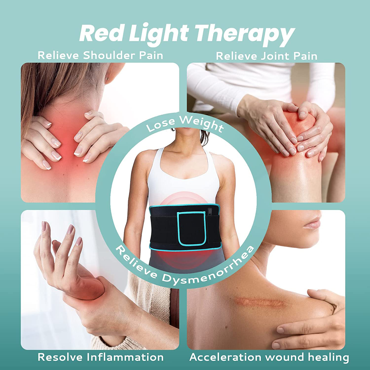 Face Massager 125LED 660 850NM Infrared RED Light Therapy Belt Back Pain Relief Wrap Burn Fat Device Slimming Machine Waist Heat Pad Full Body 230714