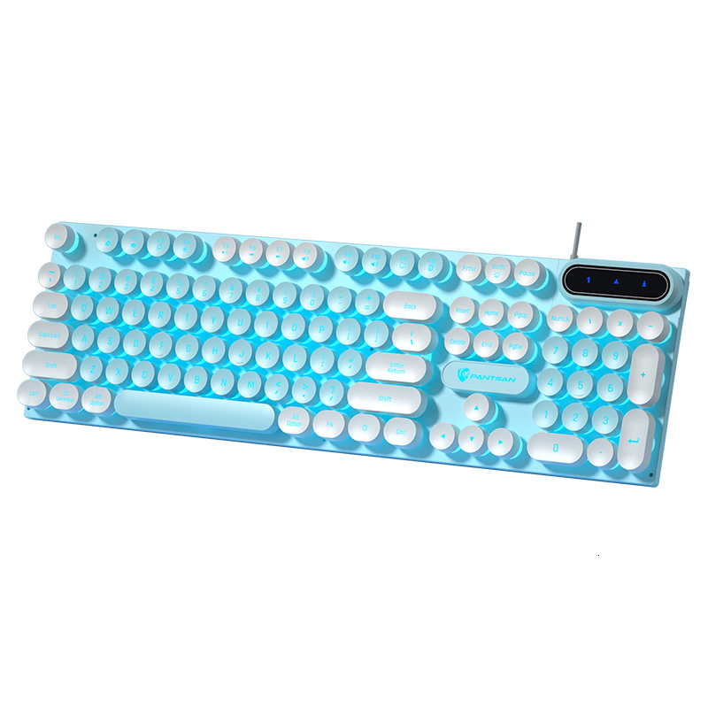 Keyboards Pinson Gaming Robotic Feel Chicken Eating Game Glow Keyboard Cable Punk Color Block Keyboard Computer Notebook External Keyboard 230715