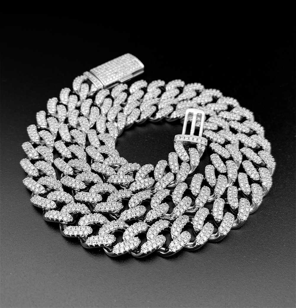 Pendant Necklaces iced out hip pop 10mm mens sterg sier k necklace vvs moissanite cuban dia chain