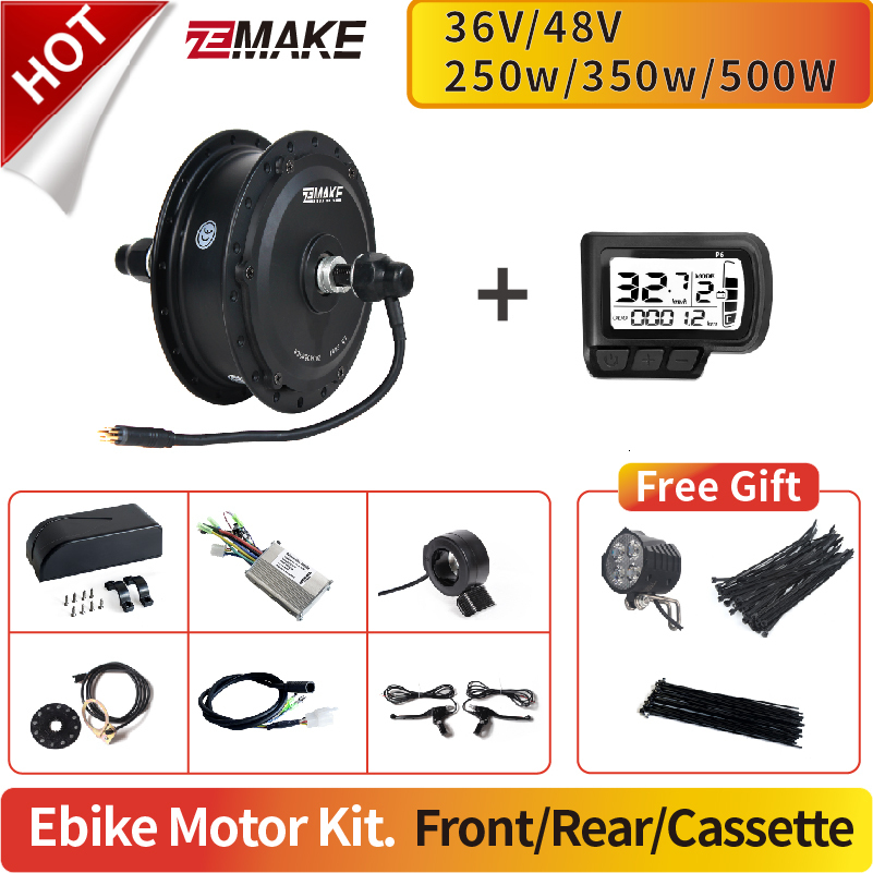 Ebike Motor Kit High Speed Brushless Gear Hub 36V 48V 350W 500W Electric Bike Conversion Front Cassette Rear display P6 ZEMAKE 230715