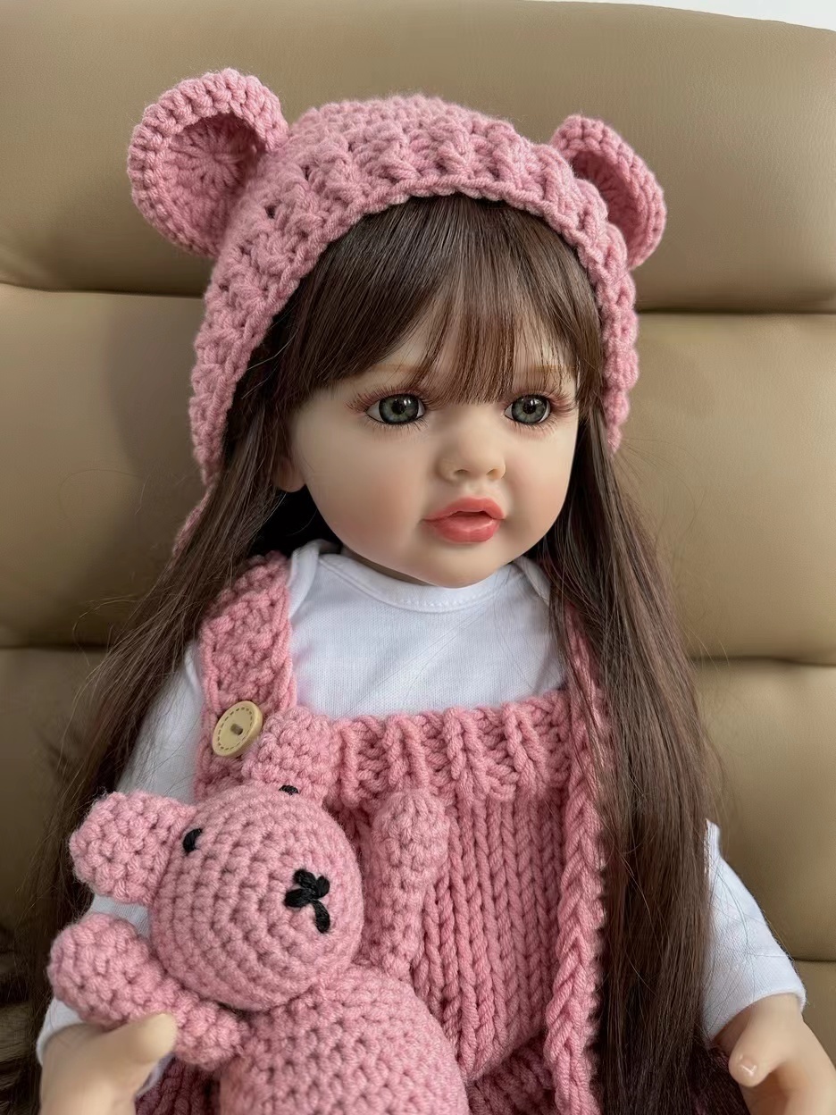 Dolls BZDOLL 55 CM 22 Inch Reborn Realistic Full Silicone Baby Bebe born Girl Doll Princess Toddler Toy Gift 230714