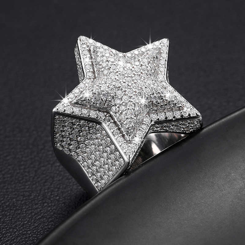 Men Band Rings Women Hiphop Fine Jewelry Iced Out Gold Plated Sterg Sier VVS Moissanite Dia Star Ring With GRA Certificate123