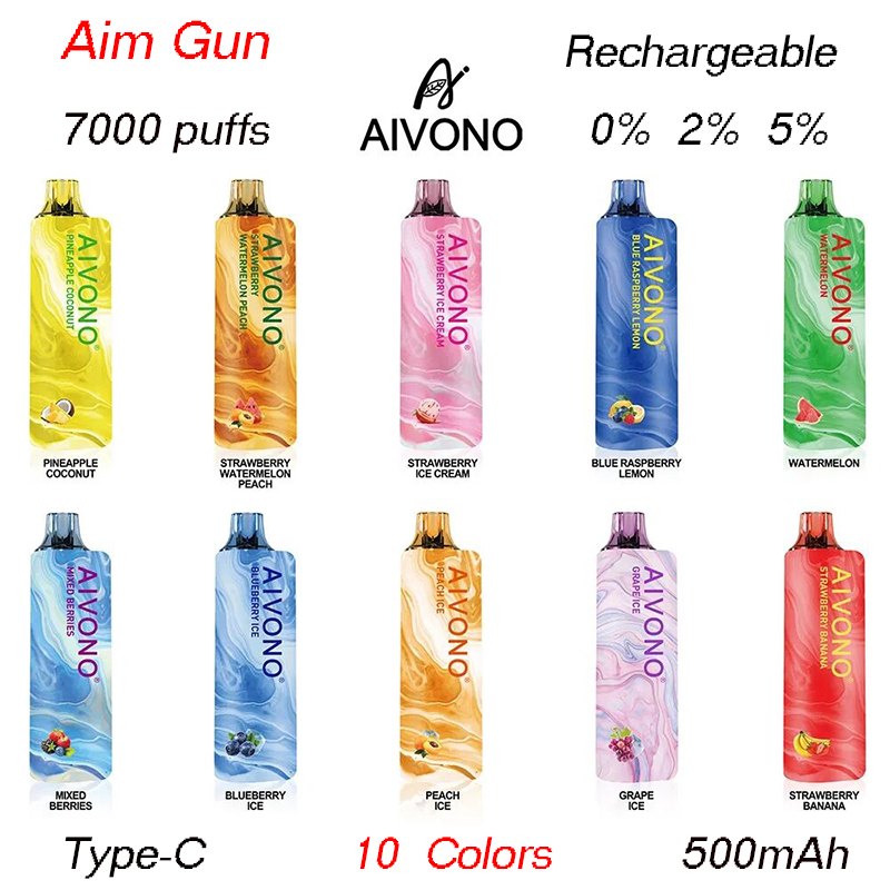 Original AIVONO Aim Gun 7000 Hits 0/2/5% E Cigarette Disposable Vapes 500mAh Battery Type-C Rechargeable 12ml Pod Mesh Coil Pens
Original AIVONO Aim Gun 7000 Hits 0/2/5% E Cigarette Disposable Vapes 500mAh Battery Type-C Rechargeable 12ml Pod Mesh Coil Pens