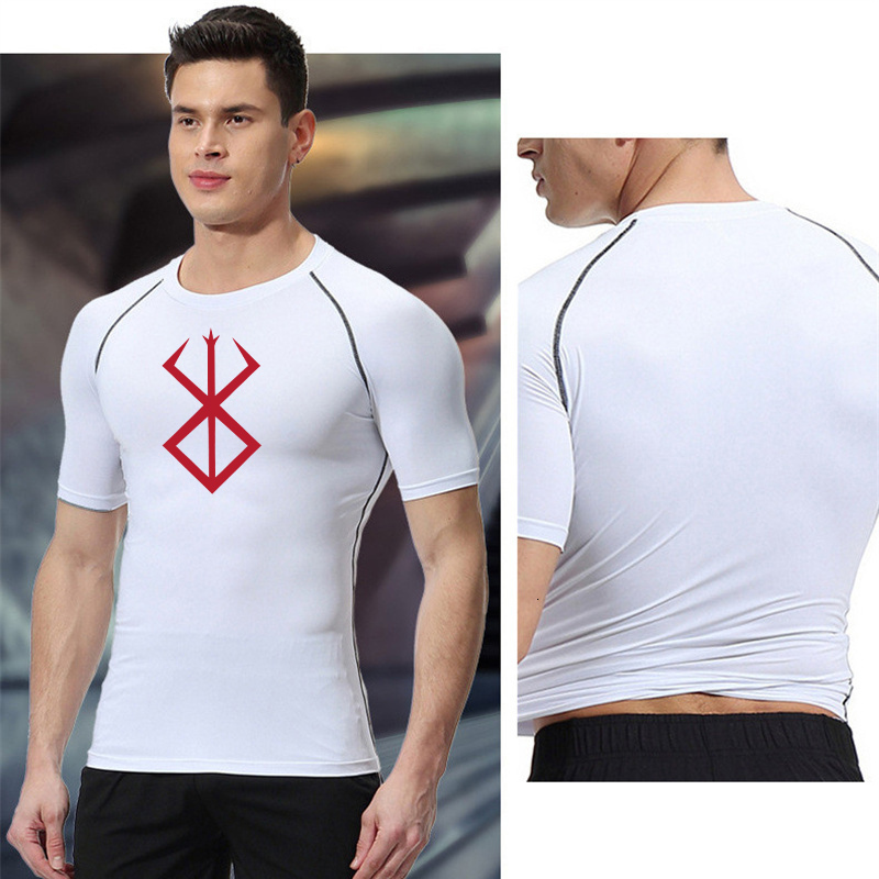 Men's T-Shirts Anime Berserk Print Mens Compression Shirts Short Sleeve Gym Workout Fitness Undershirts Quick Dry Athletic T-Shirt Tees Tops 2307