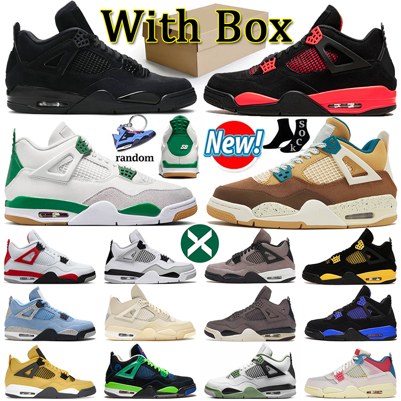 

4s Black Cat Basketball Shoes TS x Jumpman 4 Sneakers J4 Pine Green Lightning Dark Blue Offs White Taupe Haze University Blue Sports Trainers Men Women Sneakers US 13, 40-47 medium olive