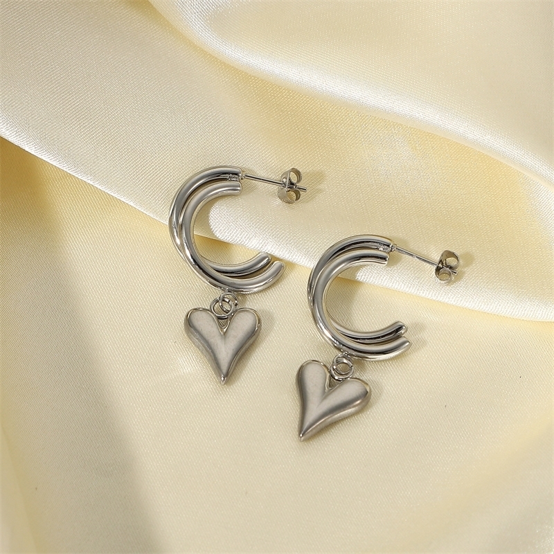 Stud Fashion Cute Love Heart Pendant Earrings Charms Loops Circle Dangle Hoop For Women Party Jewelry Gifts 230714