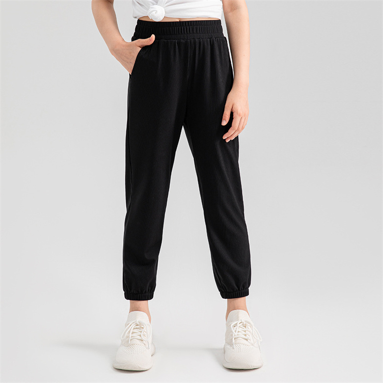 33313 Yoga Kids Jogger Pants High Waist Soft Kids Drawstring Pants Training Lady Jogging Pants