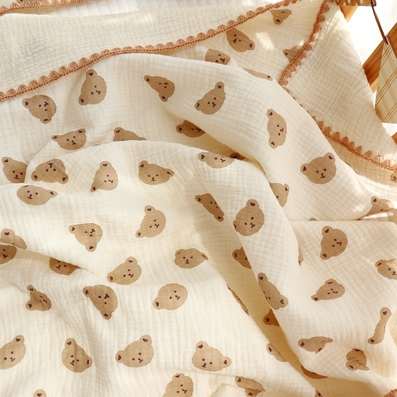 Quilts Kangobaby My Soft Life Spring Summer 4 Layers Muslin Cotton born Blanket Breathable Baby Swaddle Cute Cool Infant Quilt 230714