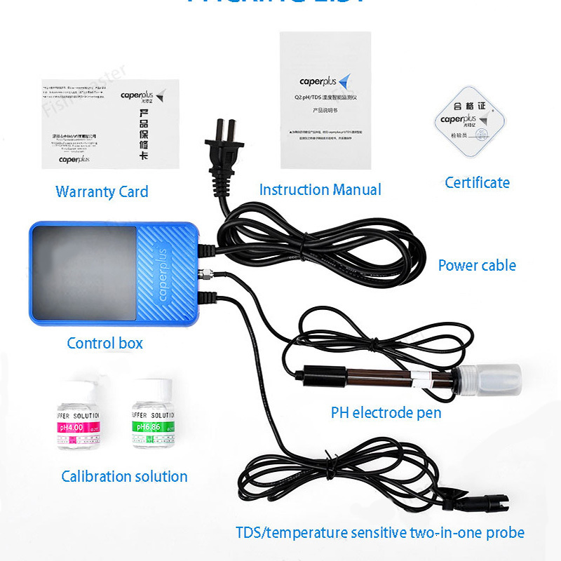 Other Aquarium Fish 110 240V Caperplus Q1 Q2 PH Temperature TDS 3 In 1 Intelligence Monitor Detector WIFI APP Digital Tanks 230715