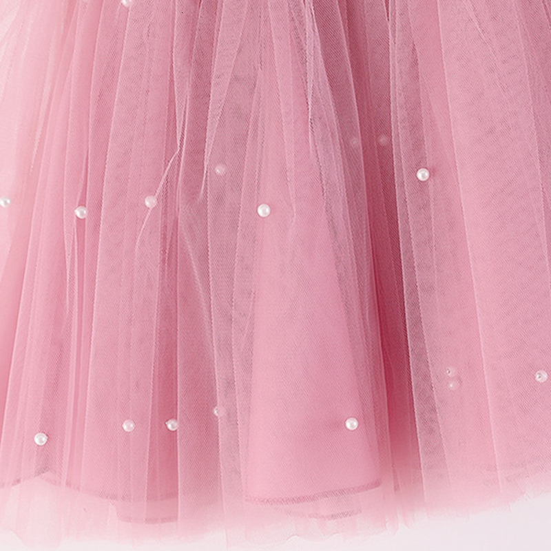 Girl's Dresses Summer Dress 1 Year Flower Girl Pink Puffy Kid Tutu Christening Princess Vestido Toddler Birthday Children Baptism Baby Clothes 23