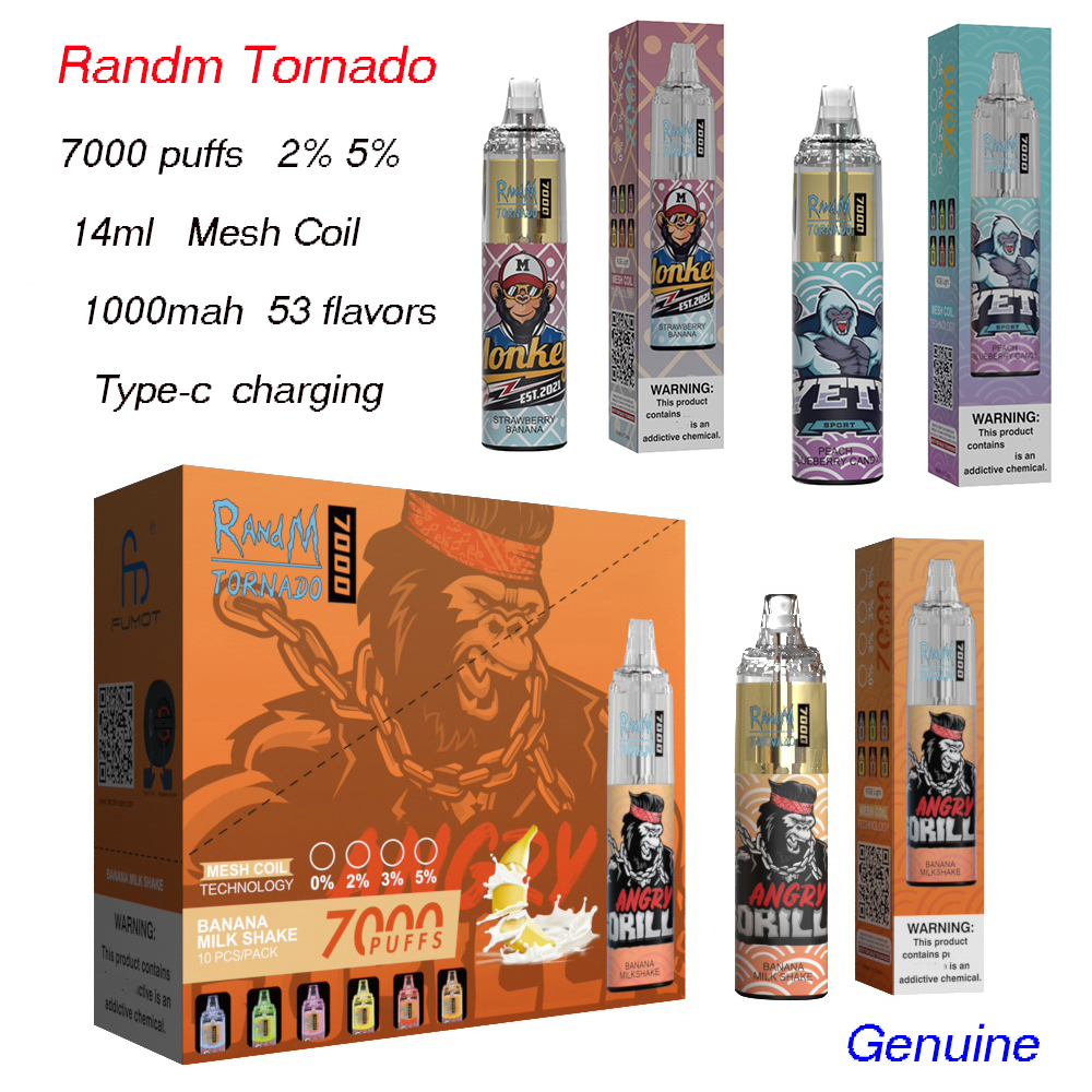 RandM Tornado 7k Puffs Disposable Electronic Cigarettes 14ml Pod Mesh Coil 6 Glowing Colors Rechargeable Air-adjustable 2% 5% Device Vaporizer 7000puffs Genuine
RandM Tornado 7k Puffs Disposable Electronic Cigarettes 14ml Pod Mesh Coil 6 Glowing Colors Rechargeable Air-adjustable 2% 5% Device Vaporizer 7000puffs Genuine