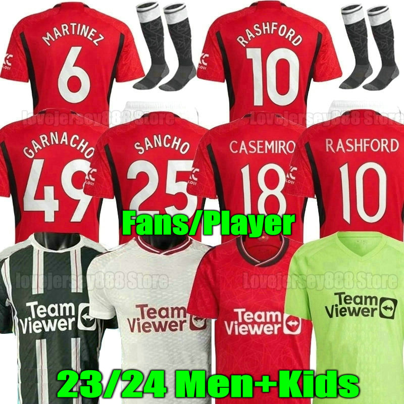 23 24 MOUNT soccer jerseys Fans Player ANTONY ERIKSEN B.FERNANDES RASHFORD football shirt 2023 2024 CASEMIRO Elanga MANS uTDS VARANE SANCHO MARTINEZ MANCHESTERS, 23 24 away aldult