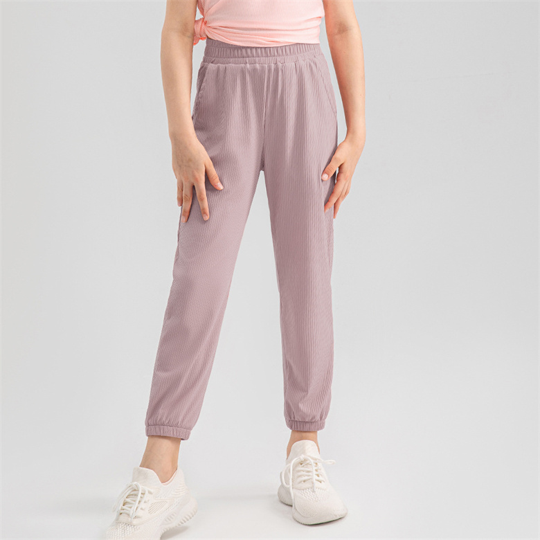 33313 Yoga Kids Jogger Pants High Waist Soft Kids Drawstring Pants Training Lady Jogging Pants