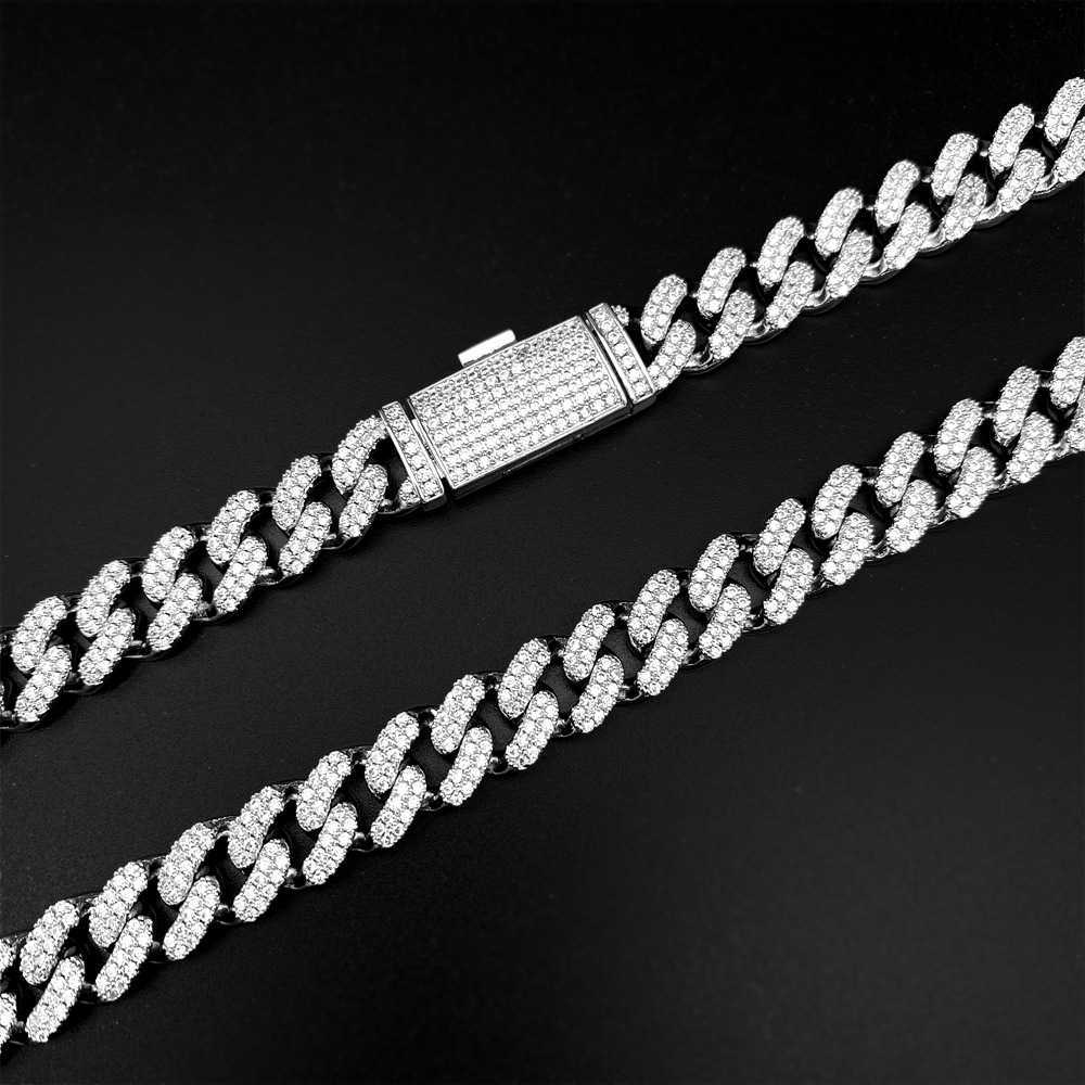 Pendant Necklaces iced out hip pop 10mm mens sterg sier k necklace vvs moissanite cuban dia chain