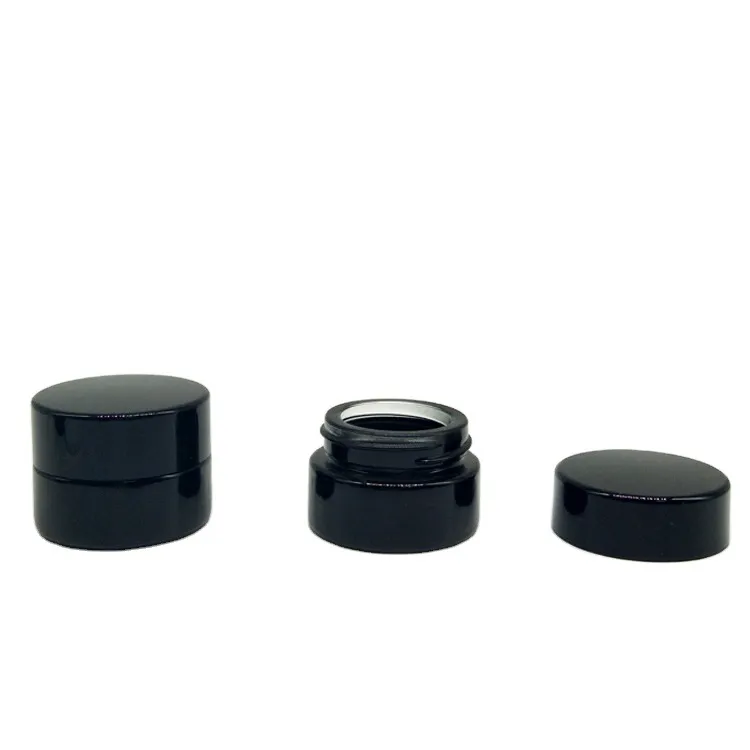 560pcs/Carton 5ml UV Protection Tempered Glass Jar Bottle Food Grade No Stick No Leak for Wax Dab Extracts Concentrate Container Cream Cosmetic Jars Black