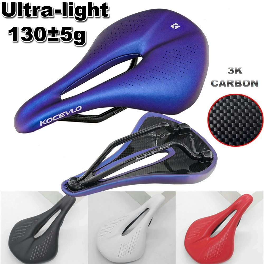 Bike Saddles KOCEVLO carbon fiber saddle road mtb mountain bike bicycle saddle for cycling saddle trail comfort races seat red white 130g 230714