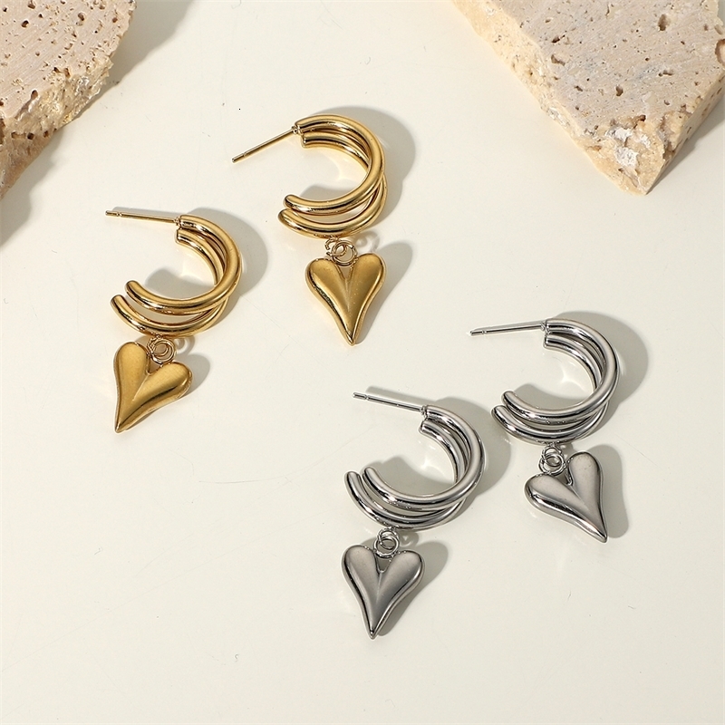 Stud Fashion Cute Love Heart Pendant Earrings Charms Loops Circle Dangle Hoop For Women Party Jewelry Gifts 230714