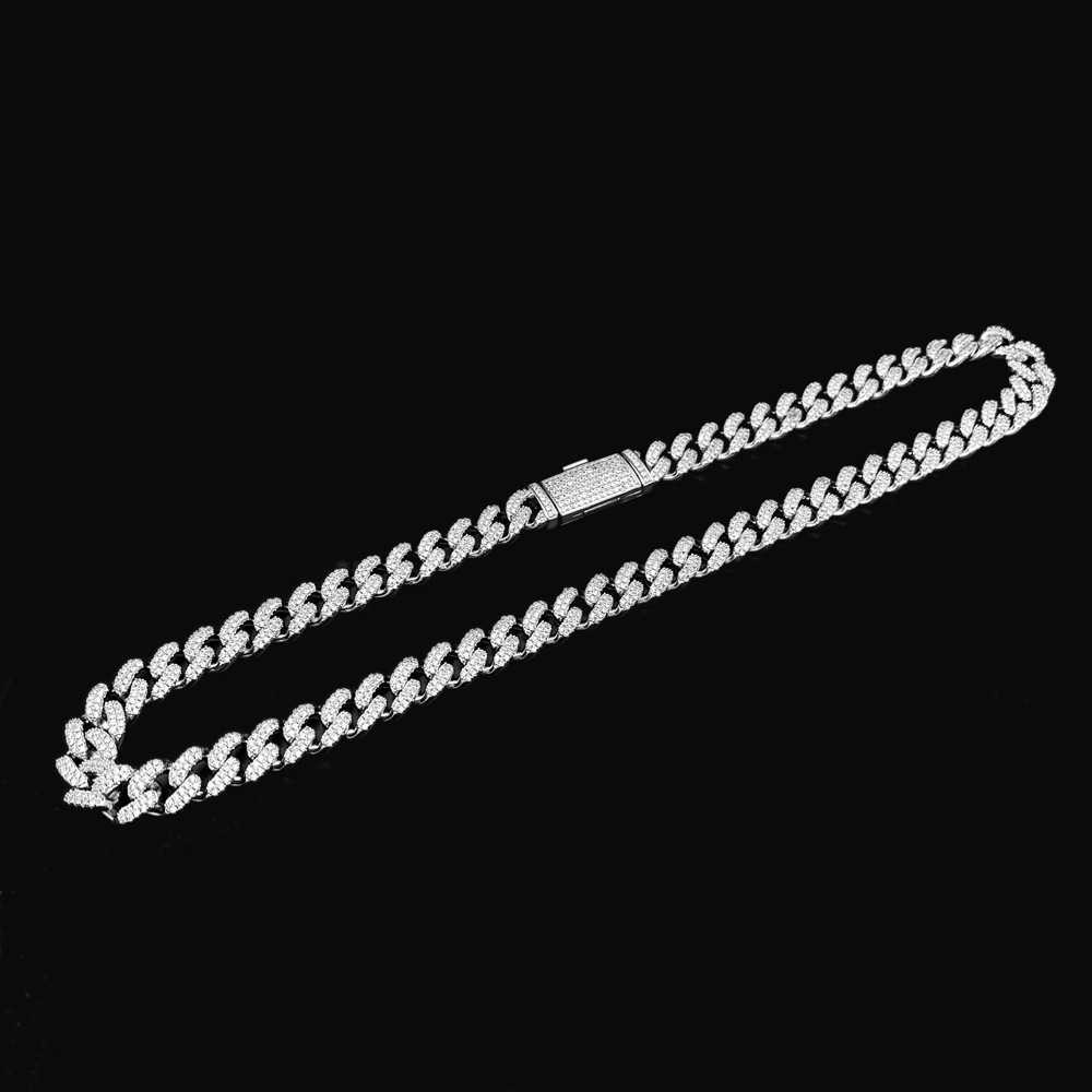 Pendant Necklaces iced out hip pop 10mm mens sterg sier k necklace vvs moissanite cuban dia chain