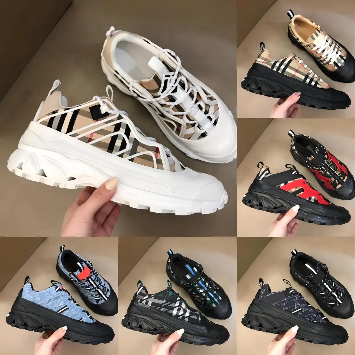 Designer Sneakers Men Print Check Trainer Platform Trainers Striped Sneaker Vintage Suede Outdoor Shoes Casual Shoes 07F 7B5
