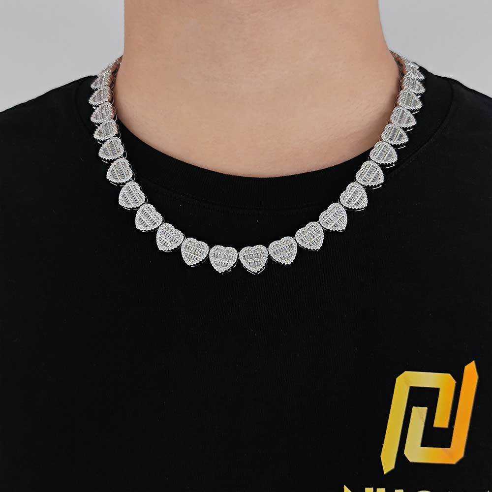 Pendant Necklaces Top Quality Custom Heart Shape Design Fashion Jewelry Moissanite Necklace Tennis Chain
