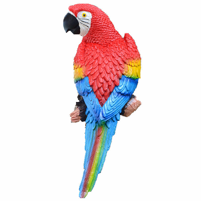 Garden Decorations Resin Parrot Statue Wall Mounted DIY Outdoor Garden Tree Decoration Animal Sculpture For Home Office Garden Decor Ornament 230714