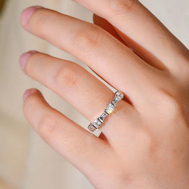 Handmade Wedding Rings: Simple Fashion Jewelry with Round Cut White CZ Dia Eternity Band for Women 4