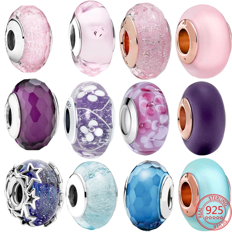 Murano Glass New 2024 Charm Beads 925 Sterling Silver Fit S925 Snake Bracelet Beads Charms For Pendant Jewelry Gift