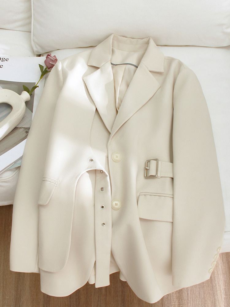 Women s Suits Blazers LANMREM Spliced Blazer Coat For Women Single Breasted Long Sleeves Korean Coats Female Clothing 2023 Autumn 32D163 230715