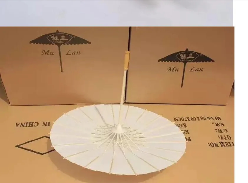 60pcs Bridal Wedding Parasols White Paper Umbrellas Beauty Items Chinese Mini Craft Umbrella Diameter 52cm