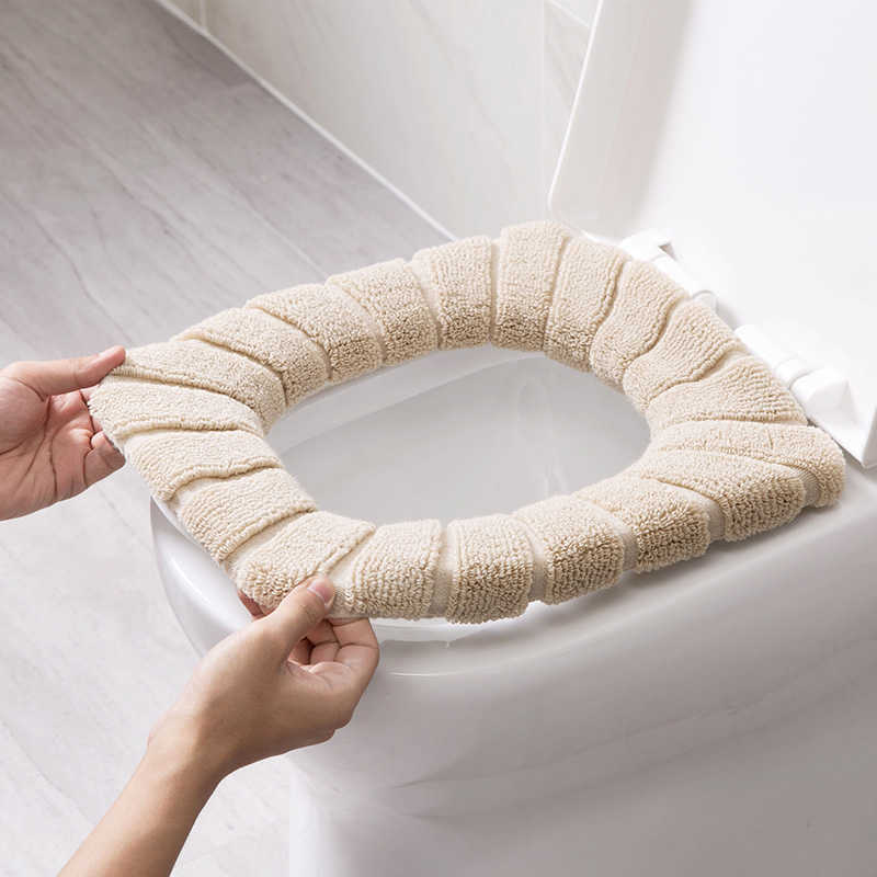 New New Acrylic Universal Toilet Seat Cover Winter Thicken Washable Mat Toilet Lid Cover Closestool Mat Seat Case Bathroom Accessories